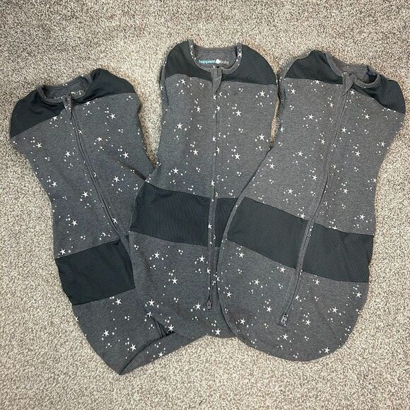 Happiest Baby Snoo Sleep Sacks M/L Gray Stars Lot of 3 - Picture 1 of 2